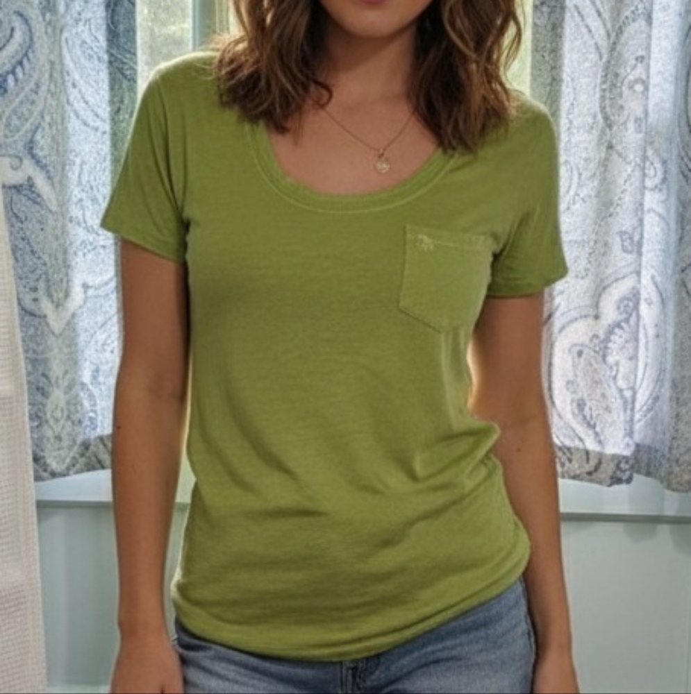 Abercrombie & Fitch Apple Green Sheer Scoop Neck Short Sleeve Tee Athleisure